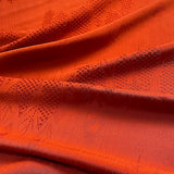 Liquid Drape Leaves Orange Jacquard Vintage Kimono Silk Pieces from Japan 9" x 54" #255