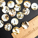 Re-Stocked White Shell 11/16" Iridescent 2-hole 18mm Rustic Wildcat Backs, Pack of 21, #KB-946