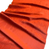 Liquid Drape Leaves Orange Jacquard Vintage Kimono Silk Pieces from Japan 9" x 54" #255