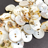 Re-Stocked White Shell 11/16" Iridescent 2-hole 18mm Rustic Wildcat Backs, Pack of 21, #KB-946