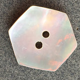 Re-Stocked, Hexagon Moonrise Mother of Pearl Buttons 1/2" / 9/16", Iridescent, Pack of 12 for $5.00  #LP-09/12