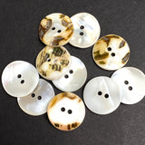 Re-Stocked White Shell 11/16" Iridescent 2-hole 18mm Rustic Wildcat Backs, Pack of 21, #KB-946