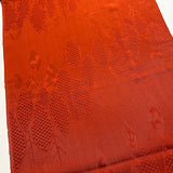 Liquid Drape Leaves Orange Jacquard Vintage Kimono Silk Pieces from Japan 9" x 54" #255