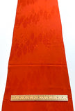 Liquid Drape Leaves Orange Jacquard Vintage Kimono Silk Pieces from Japan 9" x 54" #255