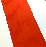 Liquid Drape Leaves Orange Jacquard Vintage Kimono Silk Pieces from Japan 9" x 54" #255