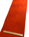 Liquid Drape Leaves Orange Jacquard Vintage Kimono Silk Pieces from Japan 9" x 54" #255