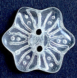 Vintage Glass Clear Snowflake Flower-Shape Button 3/4"  Pack of TWO  #OT-125