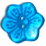 Blue Vintage Glass Flower-Shape Button 3/4"  Pack of TWO  #OT-121