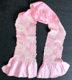 Shibori Obiage Scarf for Obi, Pink Very Textured Silk, 47" Long #257