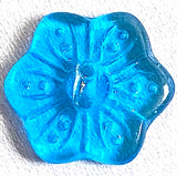 Blue Vintage Glass Flower-Shape Button 3/4"  Pack of TWO  #OT-121