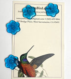 Blue Vintage Glass Flower-Shape Button 3/4"  Pack of TWO  #OT-121