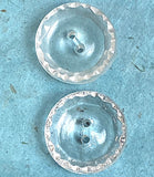 Caldera Rim Clear Vintage Glass Scooped Button 3/4"  Pack of 3  #OT-122