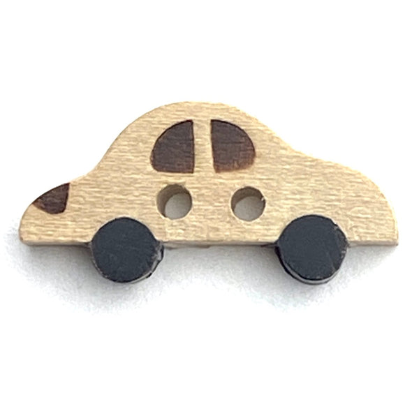 Running Low, Car Button, Tan + Black WOOD 1"  2 Holes  #SK-695