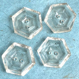 Clear Hexagon Scooped 2-Hole Button 11/16"  Pack of 4  #OT-128