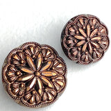 Dark Copper/Black 11/16" /18mm Glass Starflower Button, Germany, Shank Back  #966