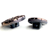 Dark Copper/Black 11/16" /18mm Glass Starflower Button, Germany, Shank Back  #966