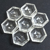 Clear Hexagon Scooped 2-Hole Button 11/16"  Pack of 4  #OT-128