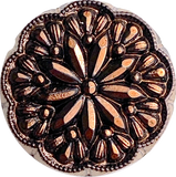 SALE Dark Copper/Black 9/16" /14mm Glass Starflower Button, Germany, Shank Back  #SK-967
