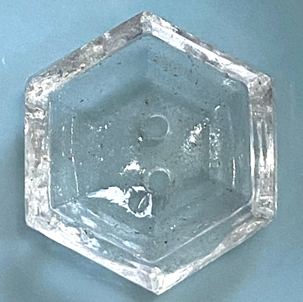 Clear Hexagon Scooped 2-Hole Button 11/16"  Pack of 4  #OT-128