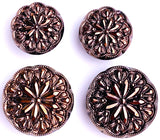 Dark Copper/Black 11/16" /18mm Glass Starflower Button, Germany, Shank Back  #966