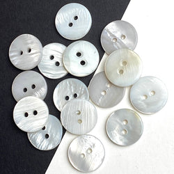 Light Silver-Gray River Shell 5/8" 2-hole Button, Pack of 8 for $8.25  #1788