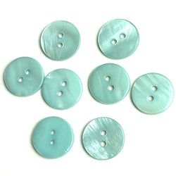 Pastel Turquoise Blue Green River Shell 5/8" 2-Hole Button, Pack of 8 for $8.00   #1775