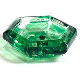 Green Hand-Painted Hexagon Scoop Glass 2-Hole Button 5/8"  Pack of 5  #OT-130