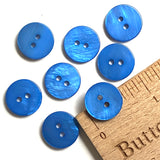 SALE, Bright Blue River Shell 5/8" 2-hole Button, Pack of 8 for $8.00   #1777