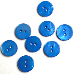 SALE, Bright Blue River Shell 5/8" 2-hole Button, Pack of 8 for $8.00   #1777