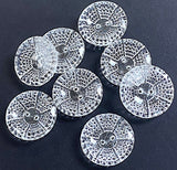 120 Points of Light Sparkly Vintage Glass 2-Hole Button 3/4" Pack of 4  #OT-131