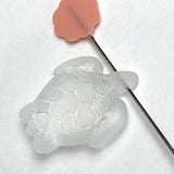 Re-Stocked, White Recycled Glass Sea Turtle Charm/Pendant, 7/8" # L-663