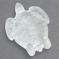 Re-Stocked, White Recycled Glass Sea Turtle Charm/Pendant, 7/8" # L-663