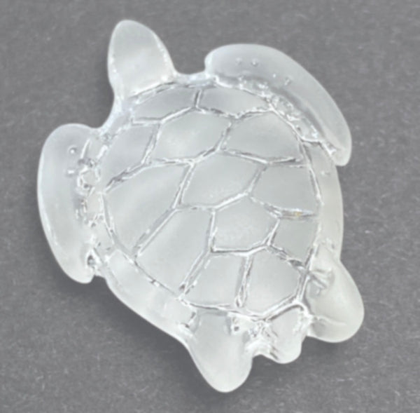 Re-Stocked, White Recycled Glass Sea Turtle Charm/Pendant, 7/8" # L-663