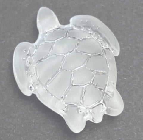 Re-Stocked, White Recycled Glass Sea Turtle Charm/Pendant, 7/8" # L-663