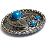 Three-Stone Faux Turquoise Concho  1-1/2" Squash Blossom Screw Back Silver, 1.5"  #SWH-132