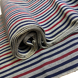 SALE, Charcoal, Dark Red/Blue Yarn-Dye Stripe, Vintage Japanese Kimono Hemp? from Japan  #262