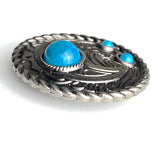 Three-Stone Faux Turquoise Concho  1-1/2" Squash Blossom Screw Back Silver, 1.5"  #SWH-132