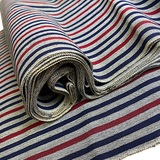 SALE, Charcoal, Dark Red/Blue Yarn-Dye Stripe, Vintage Japanese Kimono Hemp? from Japan  #262
