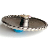 Three-Stone Faux Turquoise Concho  1-1/2" Squash Blossom Screw Back Silver, 1.5"  #SWH-132