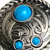 Three-Stone Faux Turquoise Concho  1-1/2" Squash Blossom Screw Back Silver, 1.5"  #SWH-132