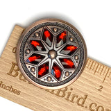 Red/Copper 1-1/2" Tucson Fire Flower Concho 1.5" Screw Back  #SWH-133