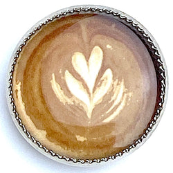 Latte Cappuccino Heart Winky & Dutch Coffee Button 3/4" Shank Back