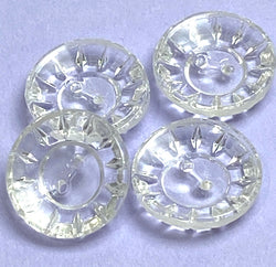 Twelve Diamonds 5/8" Vintage Czech Crystal Glass 2-Hole Button Pack of 4 #OT-136