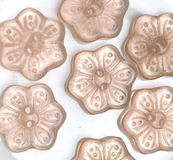 Pale Pink Vintage Glass Flower-Shape Two Hole Button 3/4"  Pack of TWO  #OT-137