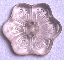 Pale Pink Vintage Glass Flower-Shape Two Hole Button 3/4"  Pack of TWO  #OT-137