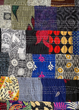 DEEPER SALE Sari Kantha; Black/Charcoal, Hand Stitched Patchwork Quilt/Throw Larger 89" x 59" #KN-23