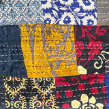 DEEPER SALE Sari Kantha; Black/Charcoal, Hand Stitched Patchwork Quilt/Throw Larger 89" x 59" #KN-23