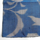 Peony Sky, Turquoise/Black Crossweave Vintage Meisen Kimono Silk Piece, 13.5" x 54" from Japan # ZP-42