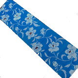 Peony Sky, Turquoise/Black Crossweave Vintage Meisen Kimono Silk Piece, 13.5" x 54" from Japan # ZP-42