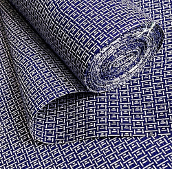 Indigo Blue Yukata, Geometric Rectangles Kimono Cotton Print from Japan By the Yard  #267